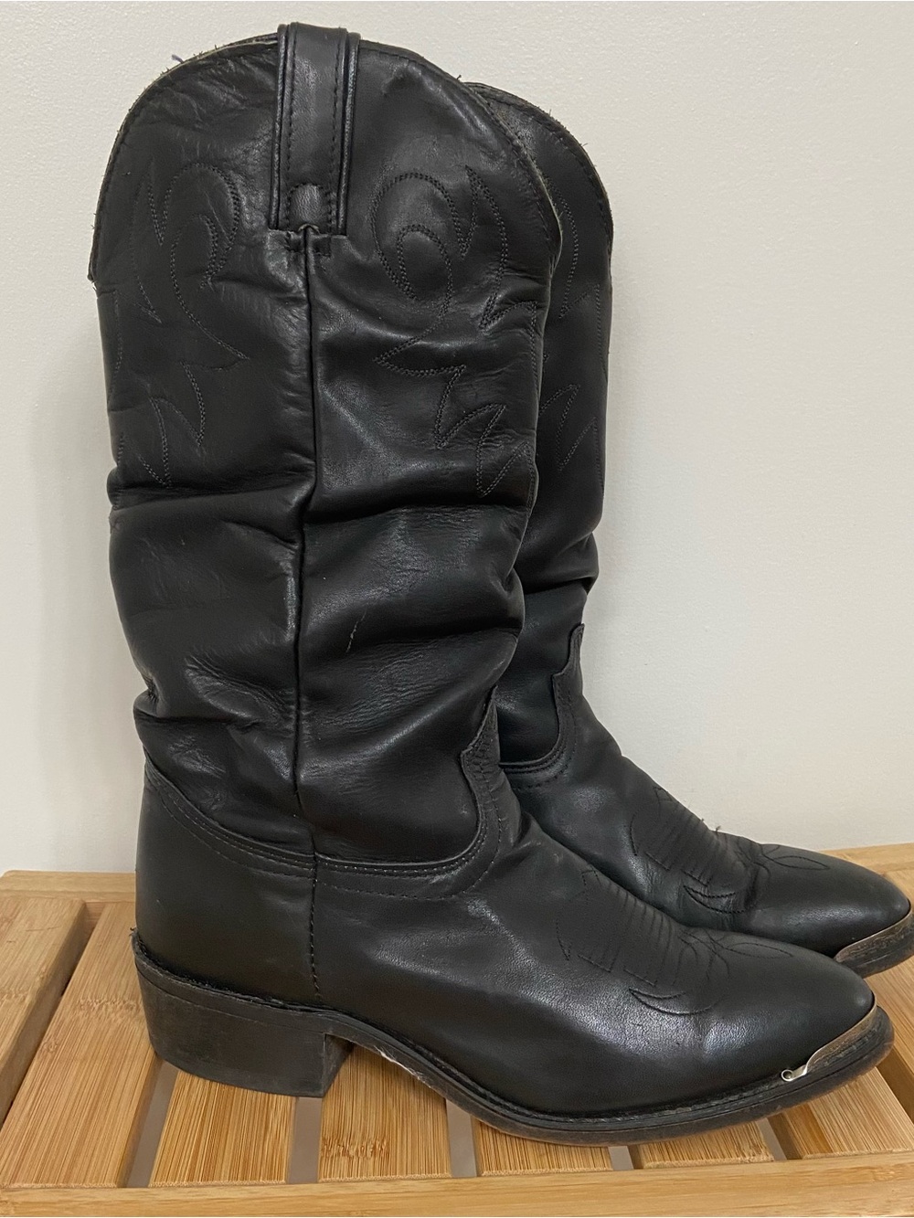 Durango Classic Black Leather Cowboy Boots